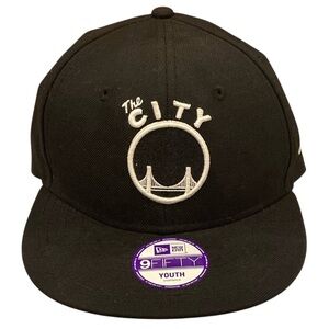 Golden State Warriors Hat Cap Youth SnapBack Black NBA Basketball New Era